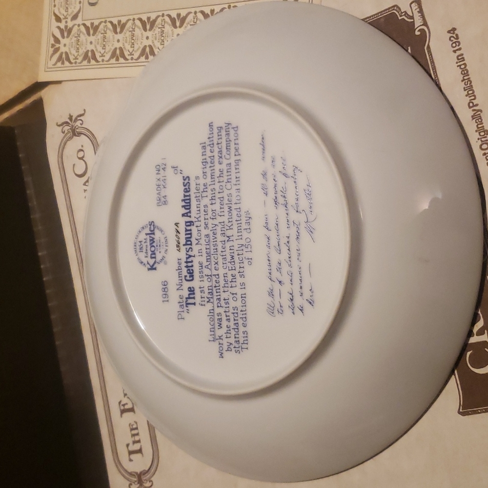 THE GETTYSBURG ADDRESS COLLECTOR PLATE - Picture 5 of 6